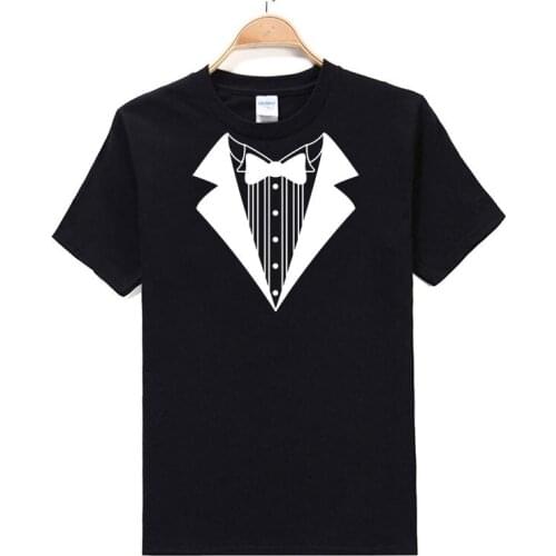 2019 New Summer Brand t-shirt Tuxedo Cotton Tops Tees Men Short Sleeve Casual Breathable Clothing Plus Size