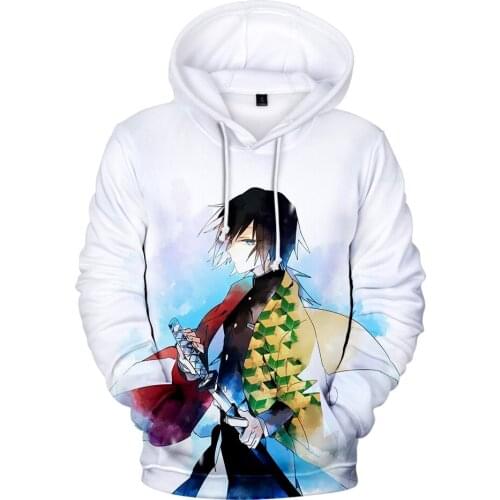 Autumn Hooded 3D Comic Kimetsu no Yaiba Hoodies Sweatshirts Men Women Hoodie 3D Demon Slayer Boys Girls Hip Hop White Pullovers