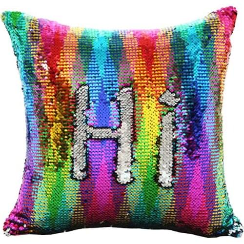 DIY Mermaid Sequins Cushion Cover Magical Throw Pillowcase Car Home Sofa Decoration Two Color Changing Reversible Cushion Cover