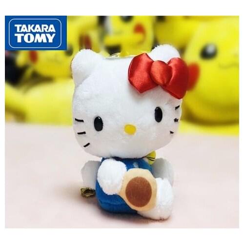 TAKARA TOMY Hello Kitty Plush Pendant Cute Girl Keychain Ladies Bag Accessories Gift Collection Small Pendant