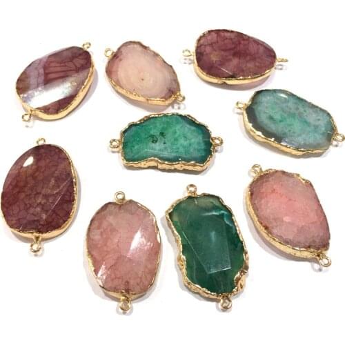 Natural Stone irregular shape Double hole connector Necklace Pendant for Jewelry Making DIY Necklaces Accessories size:25x45mm