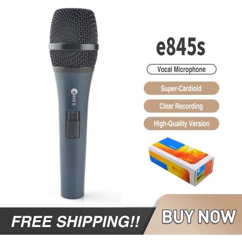 Professional e845s Handheld Dynamic Microphone Wired Vocal Cardioid Mic with ON/OFF Switch For Performance Live Karaoke