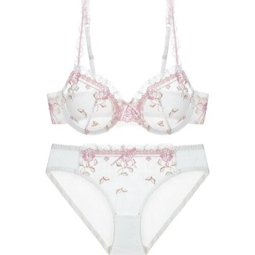 Sexy Lace Lingerie Thin Section With Steel Ring Large Size Womens Underwear Transparent And Comfortable Bra Set