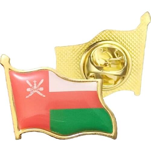 Oman Flag Brooches Enamel Pins Electroplated Gold Military Badge