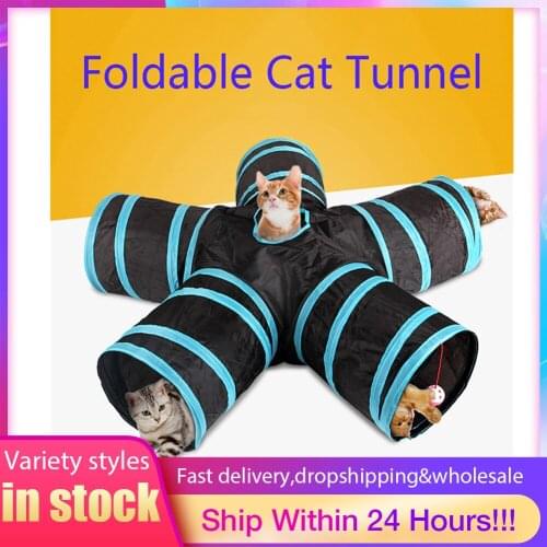 2/3/4/5 Holes 14 Colors Foldable Pet Cat Tunnel Indoor Outdoor Pet Cat Training Toy for Cat Rabbit Animal Play Tunnel Tube
