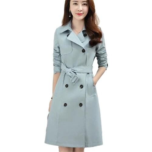 Plus size 3XL Korean slim trench coats womens 2020 spring autumn long windbreaker trench female casual loose overcoat