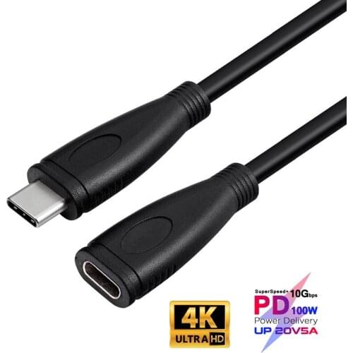 100W PD 5A Type C Extension Cable 4K @60Hz USB-C USB3.1 Gen 2 10Gbps Extender Cord For Macbook Pro Nintend Switch SAMSUNG S20