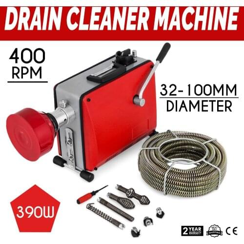 20-100mm pipe cleaning machine 390 watt pipe cleaning device 12.5mx16mm spiral