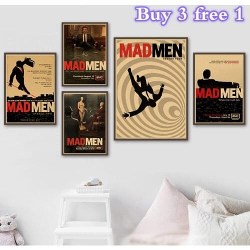 Vintage Classic Movie Mad Men Retro Kraft Paper Poster Bar Cafe Living Room Dining room Wall Decorative Paintings