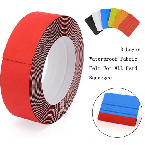 FOSHIO 500CM Waterproof 3 Layers Felt Cloth Car Tools Carbon Fiber Vinyl Film Wrap Squeegee Felt Window Tint Scraper Fabric Edge