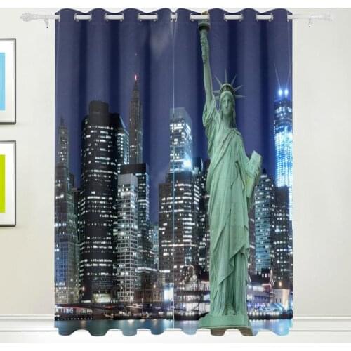 Statue Of Liberty New York City Curtains Drapes Panels Darkening Blackout Grommet Room Divider for Patio Window Sliding Glass