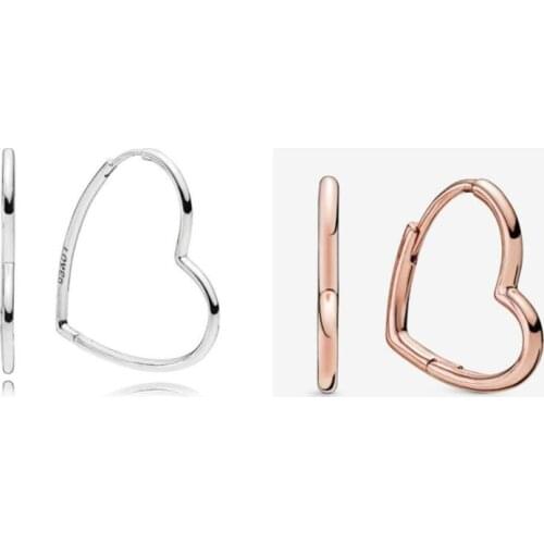 925 Sterling Silver Pan Earring Large Asymmetric Hearts Of Love Earrings For Women Wedding Gift Fashion Jewelry