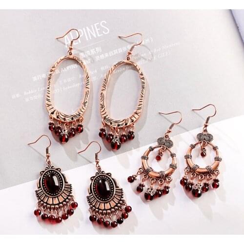 2019 Boho Earrings Indian Jewelry For Women Statement Beads Tassel Vintage Earrings Wholesale