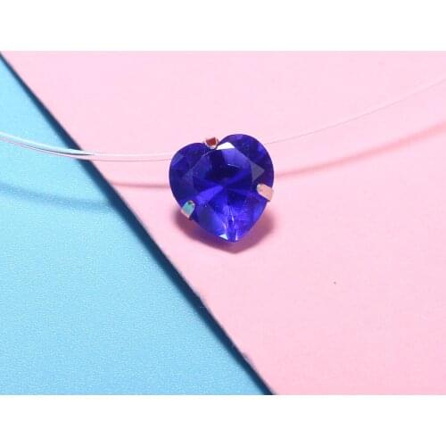 Women Transparent Fishing Line Necklace Shellhard Crystal Zircon Love Heart Pendant Necklace Women Minimalist Jewelry Gift