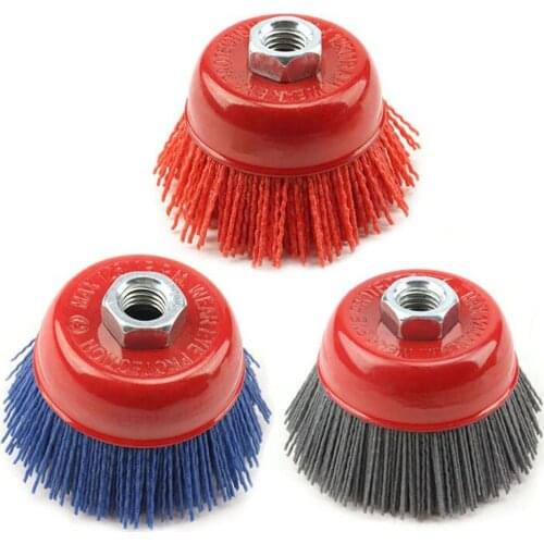 1/3Pcs 100mm* M14 Cup Nylon Abrasive Brush Wheel Pile Polymer-abrasive 4Inch Angle Grinder Tool Girt 80# 120# 240