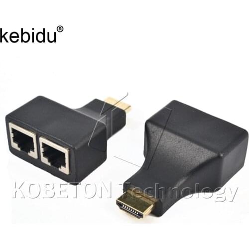 1 Pair Dual Port RJ45 Network Cable Extender by Cat 5e / 6 Cable Up to 30Meters Full HD 1080P D32 for HDTV HDPC STB