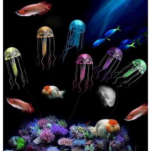 1pc Aquarium Landscape Decorations Genuine Fluorescent Small Simulation Jellyfish For Pool Fish Tank Decoration