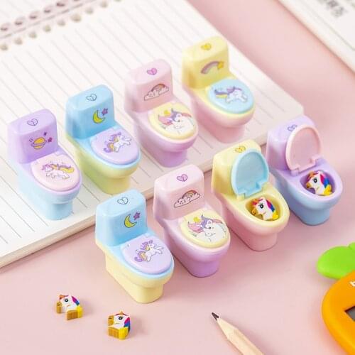 1 Piece Stationery Creative Toilet Shape Cartoon Unicorn Pencil Sharpener Office Supply Gift Kawaii School Accessories