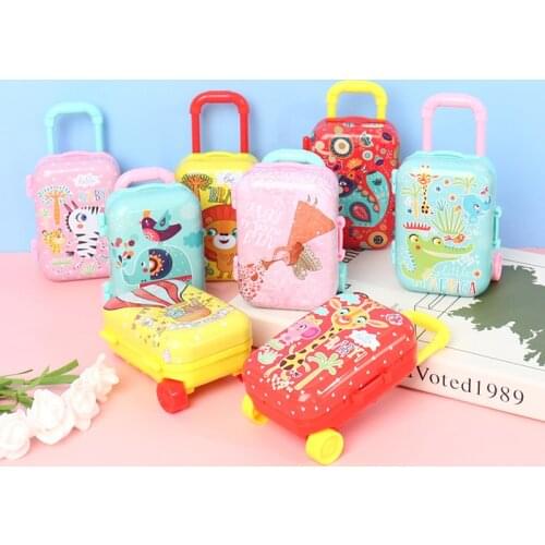 1 Pc Metal+Plastic Mini Suitcase for Dolls Miniature Toys Trunk Dollhouse Decor Jewellery Box