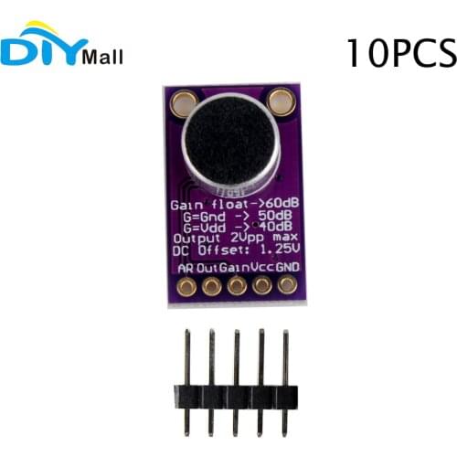 10pcs MAX9814 Microphone AGC Amplifier Board Module Auto Gain Control Programmable Attack and Release Ratio Low THD