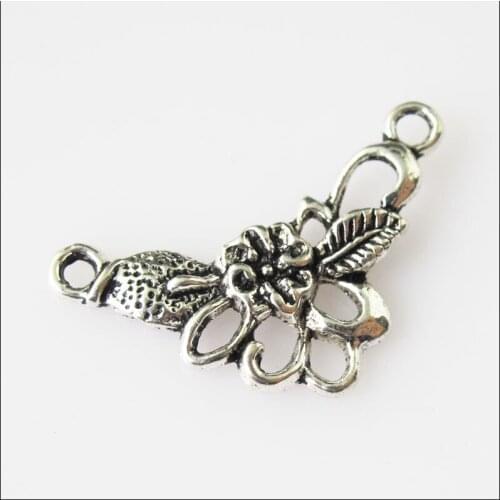 20 New Flower Leaf Connectors Tibetan Silver Tone Charms Pendants 15x26mm