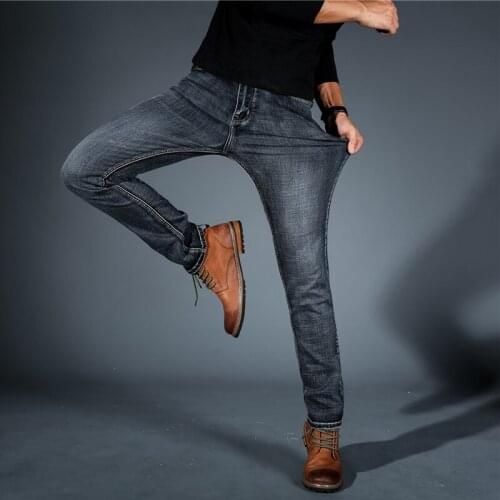 2021 New Mens Fashion Black/ Blue Jeans Men Casual Slim Stretch Jeans Classic Denim Pants Trousers Plus Size 28-40 High Quality
