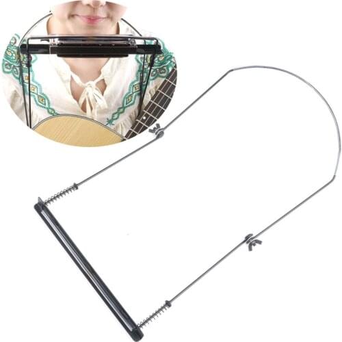 Professional 24 Holes Adjustable Harmonica Neck Holder Mouth Organ Stand Harmonica Harp Rack 7.2 inch Length Black Metal Support