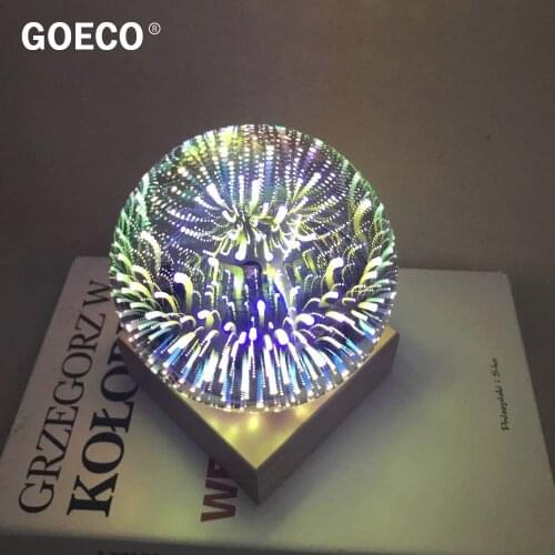 3D Night Light USB Power Firework Decorative Lamp with Colorful Magic Crystal Ball Table Lamp Festival Atmosphere Light