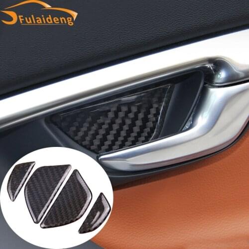 4pcs For Volvo XC60 V60 S60 2014-2017 Carbon Fiber Inner Door Handle Bowl Cover Trim Car Styling Accessories
