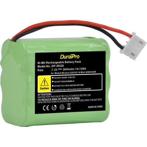 7.2V 2600mAH iR320 Rechargeable Ni-MH Battery For iRobot Braava 320, 321, Mint 4200, 4205 Mopping Robot