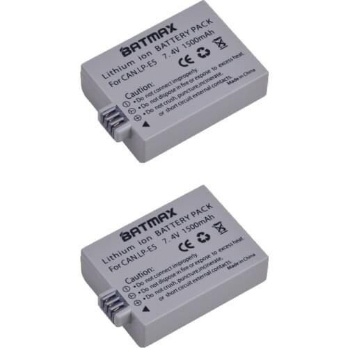 Batmax 2pcs LP-E5 LPE5 LP E5 Battery akku for Canon EOS 450D 500D 1000D Kiss X3 Kiss F Rebel Xsi