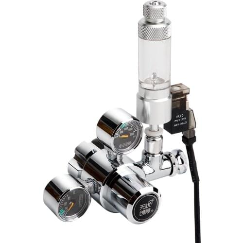 Aquarium CO2 Regulator Magnetic Solenoid Kit CO2 Reactor Generator Set with Check Valve Bubble Counter for Greenhouse Aquarium