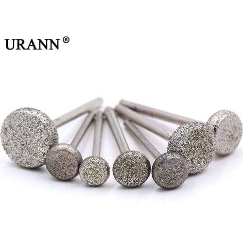URANN 5PCS/lot Diamond Grinding Head Cutter Jade Carve Tools Engrave Rotary Spherical Burr Tool 3mm Shank Oval Shape