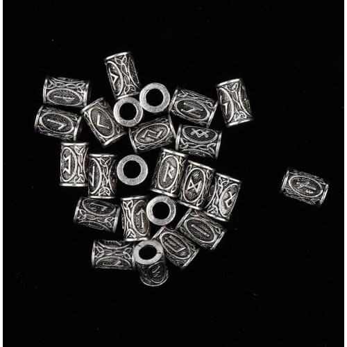 Antique Hair Tube Bead Viking Runes Beads Dreadlock Braiding Rings Fashion Hair Accessories For Hair Decor Styling DIY Making