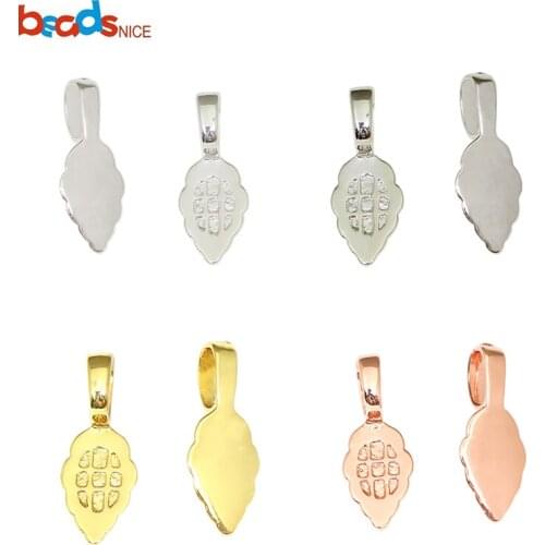 Beadsnice Brass Leaf Shape Pendant Bails for DIY Jewelry Making Accessories Glue on Bails Wholesale Jewelry Findings 1955