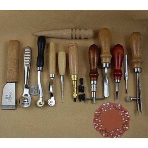 Free Shipping Leather Tools for Work 12pcs or 18pcs set Carft Sewing Punch Kit Stitching Carving Working Saddle Groover