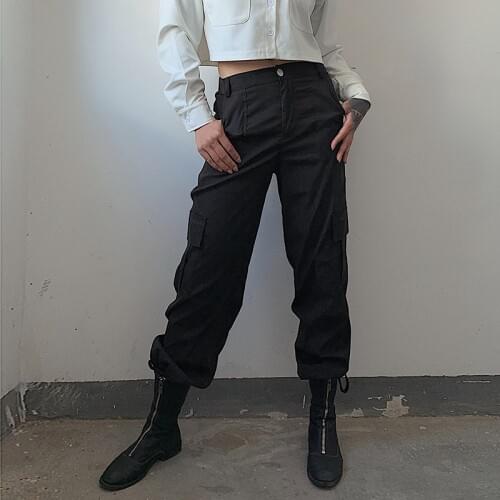 Cargo Pants For Women Clothes Fashion Sexy Solid Black Pants Casual Trousers High Waist White Sweatpants Autumn Streetwear P9067