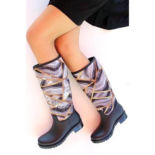 Ç20703Siyah Pink Potin Black Women Boots Ç20703