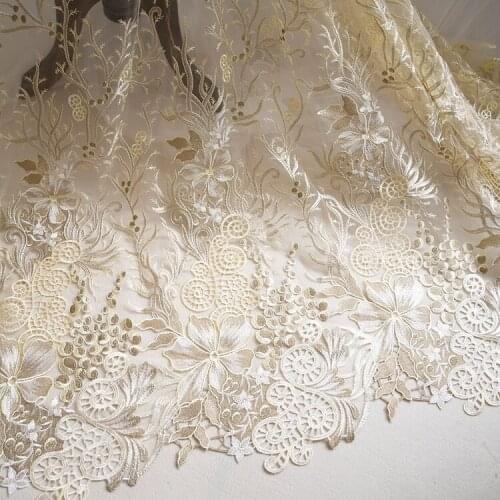 Europe fashion embroidery lace fabric high-end wedding dress fabric skirt clothes curtain decoration diy accessories