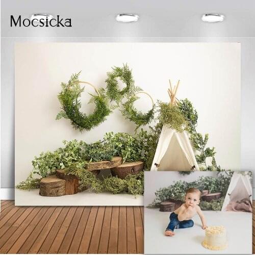 Newborn kids camping backdrop tent portrait safari forest birthday party decorations children baby cake smash props photocall
