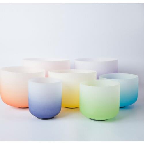 Hot Sale set of 7 PCS 6"-12" Note CDEFGAB Frosted Quartz Crystal Singing Bowl
