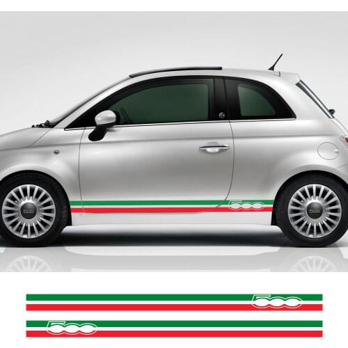 Italian Flag Auto Vinyl PVC Decals for Fiat 500 Abarth Car Door Side Stripes Skirt Decals Graphics Stickers Car Accessories
