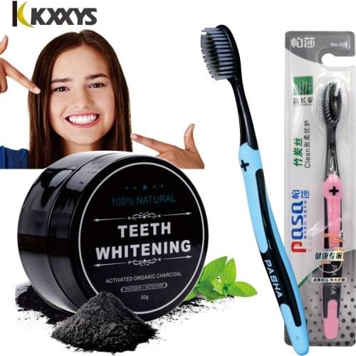 KKXXYS Bamboo Charcoal Natural Activated Powder Whitening Toothbrush Smoke Coffee Tea Stain Remove Oral Hygiene Tooth Care 30g