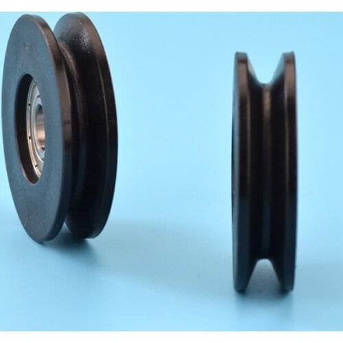 1pc high quality black 5 cm roller V-groove wheel, wire rope passing crane, lifting movable pulley bearing nylon wheel 10*50*13