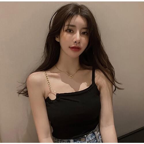 Small Vest Womens Summer 2020 New Style Slim Short Bottom Top Sexy Backless Knit Sling Tide Fine Chain Fashion