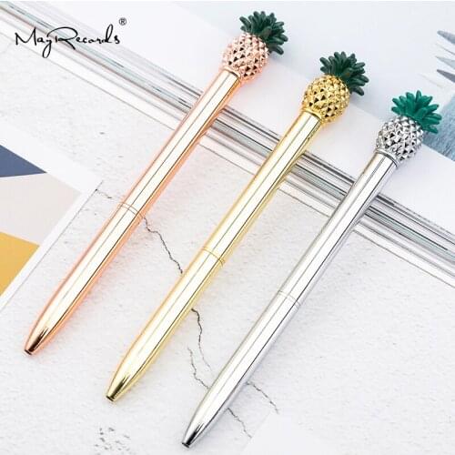 1.0mm Metal Ballpoint Pen Rose Gold Pen New Strange Pineapple Pen Stationery Gift Kawaii Optional School Office Supplies