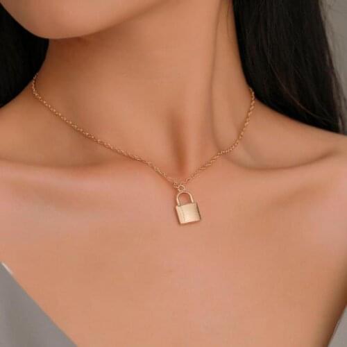 Minimalist Necklace Neck Chains Lock Pendant Jewelry For Women Punk Choker Padlock Goth Jewelry Grunge Aesthetic Accessories