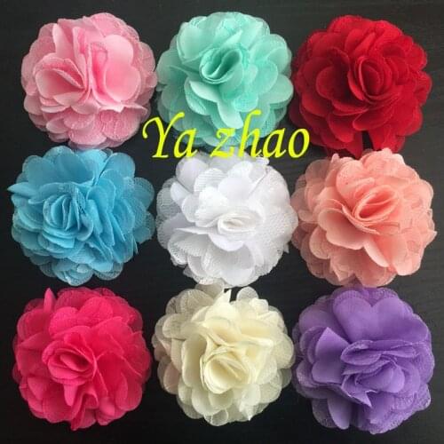 Fashion Chiffon Lace Charming Flowers,Fabric Flower for Headbands, Clothing, Shoes 48pcs/lot , 12color IN STOCK, free shipping