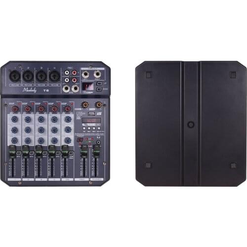 Muslady T6 Portable 6-Channel Sound Card Mixing Console Audio Mixer Built-in 16 DSP 48V Phantom power Supports BT Connection MP3