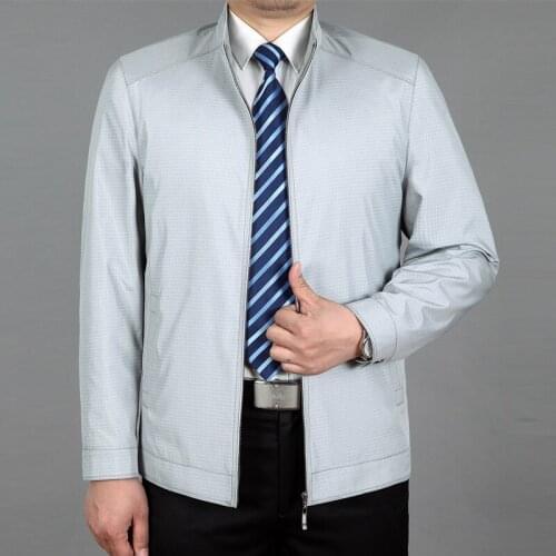 Men Plaid Casual Male Zipper Solid Jackets Mens Fashion Windbreake Slim Fit Two Color Jacket